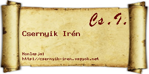 Csernyik Irén névjegykártya